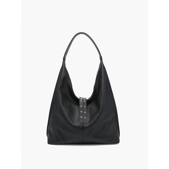 NEW JEN & CO. women\'s tori slouchy hobo bag with studded tassels in black